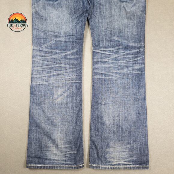 MEK Denim Jeans Y2K Cyber Wide Leg Button Fly Med Wash USA Design Mens Sz 34x34 - Picture 5 of 16